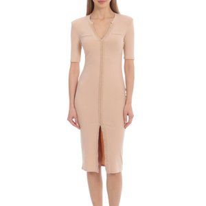 NWT Avec Les Filles Rib Knit Half Sleeve Midi Dress